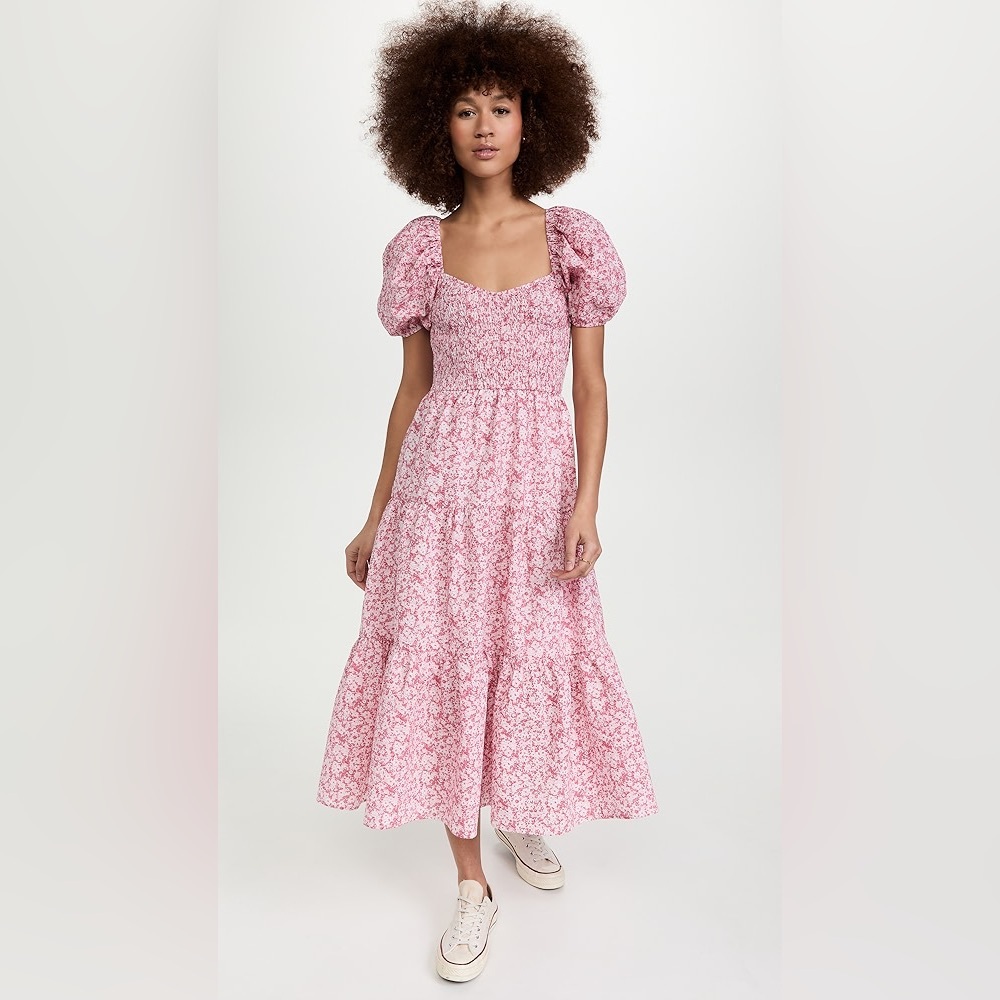 Moon River Smocked Pink Floral Dress - XS